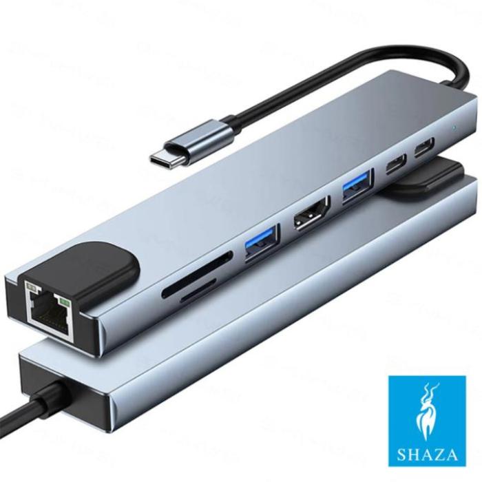 Shaza 8in1 Usb Type-c Hub Port Adaptör Hdmı Usb Ethernet Pd Girişli