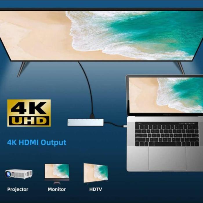 Shaza 8in1 Usb Type-c Hub Port Adaptör Hdmı Usb Ethernet Pd Girişli