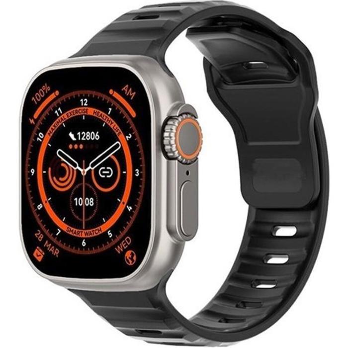 Shaza Watch 8 Ultra Dt No:1 49mm Nfc Tansiyon Oksijen Nabız Ölçer Uyku Takibi İos Android Uyumlu Akıllı Saat Gri-siyah