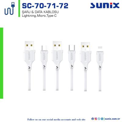 Sunix Sc70 Micro Usb 2 Amper 1 Metre Şarj Ve Data Kablosu
