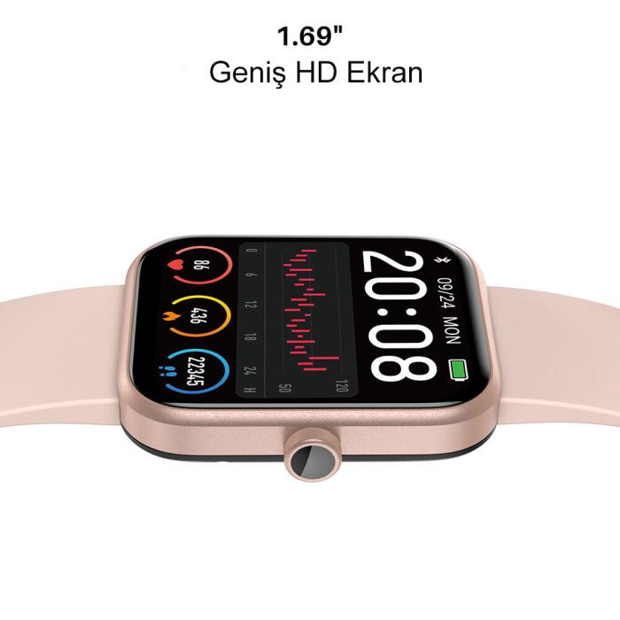 Tozo S2 5atm Su Geçirmez Nabız Oksijen Ve Uyku Monitörü Hd Dokunmatik Ekran Akıllı Saat Rose Gold