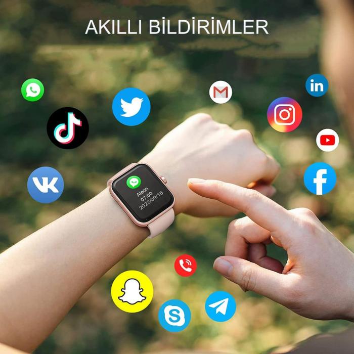 Tozo S2 5atm Su Geçirmez Nabız Oksijen Ve Uyku Monitörü Hd Dokunmatik Ekran Akıllı Saat Rose Gold