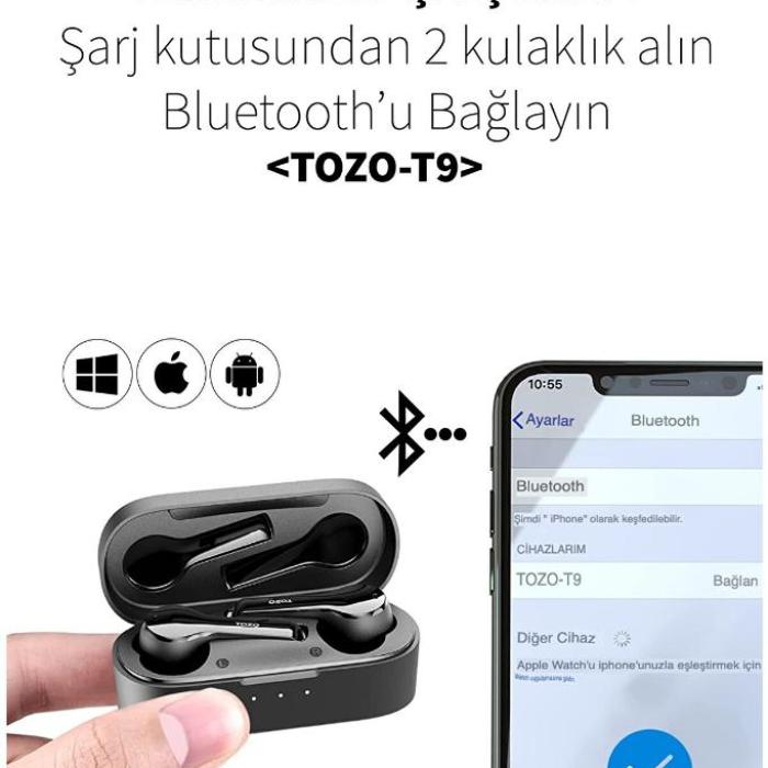 Tozo T9 Iphone Android Uyumlu Ip-x7 Su Geçirmez 4 Mikrofon Derin Bas Anc Kablosuz 5.3 Bluetooth Kulaklık