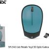 Everest SM-340 Usb Metalik Yeşil 3D Optik Süper Sessiz Alkalin Pilli Kablosuz Mouse