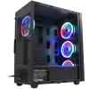 Rampage ALPHA-X 4*12cm Rainbow Fan 600W 80 Plus Bronze RGB Led Şerit 1*Usb 3.0 2*Usb 2.0 Oyuncu Kasası