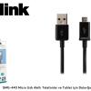 S-link SMG-440 1300MA Micro Usb Akıllı Telefonlar ve Siyah Tablet için Data+Şarj Kablosu