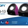 Snopy SN-13 2.0 3W*2 Siyah/Mor Usb Speaker